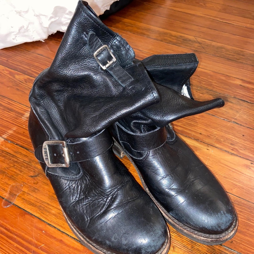 black leather Frye Boots